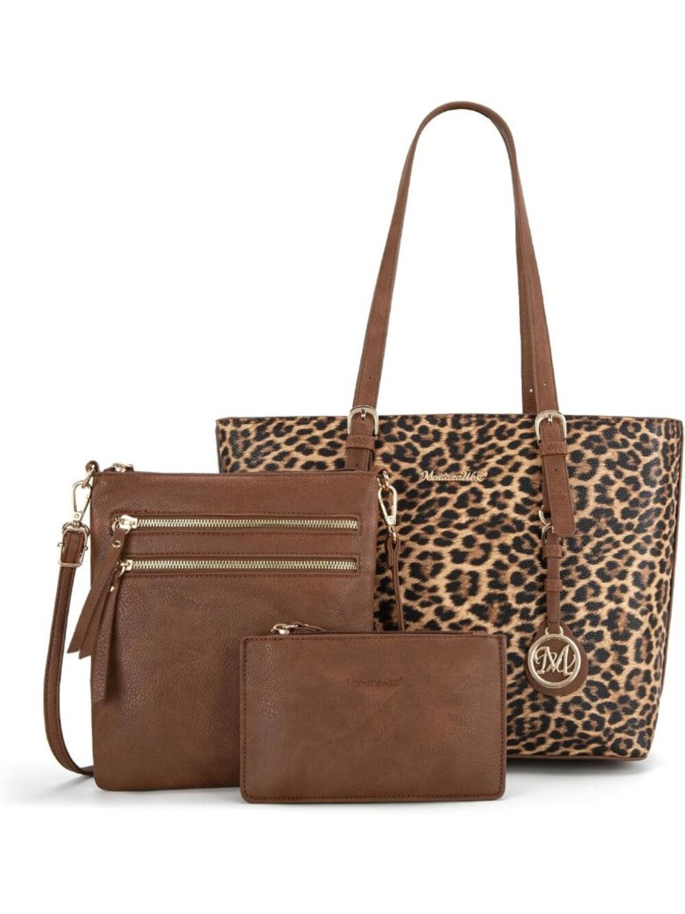 Leopard Print Tote Bag & Wallet Set - Stylish Crossbody Satchel Handbags for